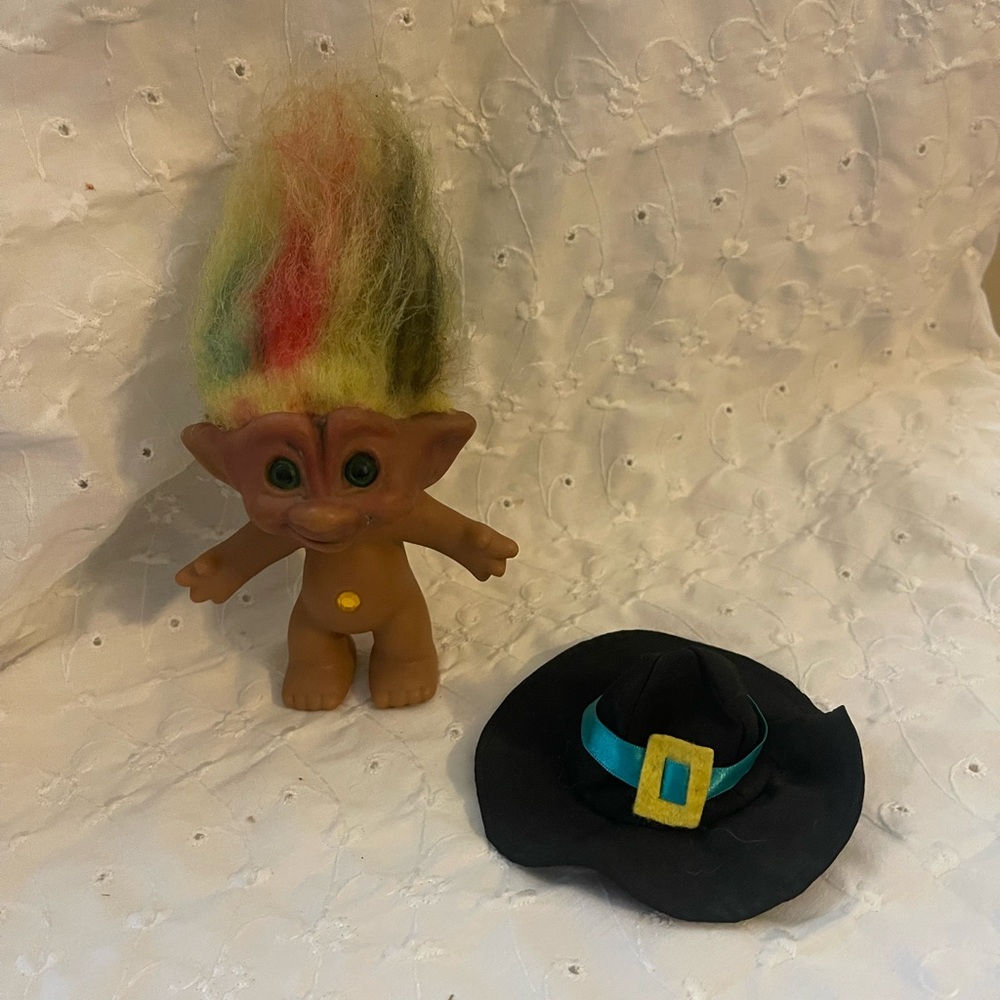 vintage-style treasure is a Bright of America Rainbow Hair Troll Doll